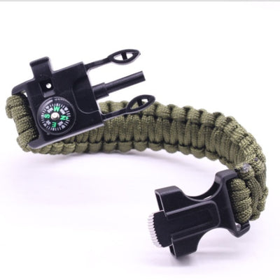 Survival Bracelet With Embedded Compass Whistle