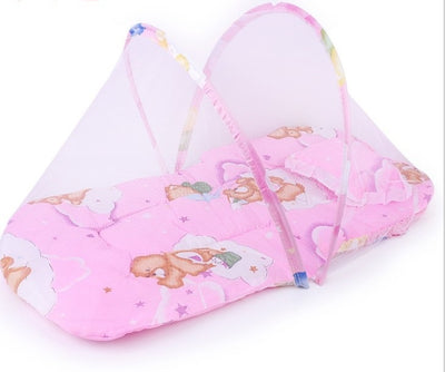 Portable Foldable Baby Kids Infant Bed Dot Zipper Mosquito Net Tent Sleeping Cushion