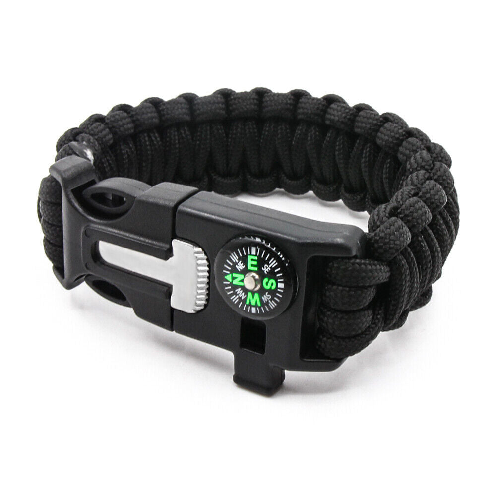 Survival Bracelet With Embedded Compass Whistle