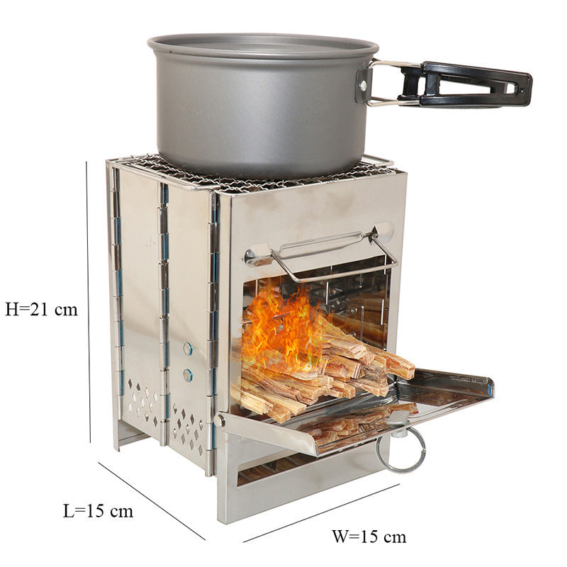 Adjustable Folding Wood Stove Burning