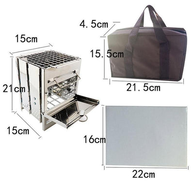 Cooking Picnic Grill Folding Stove Square Wood Steel