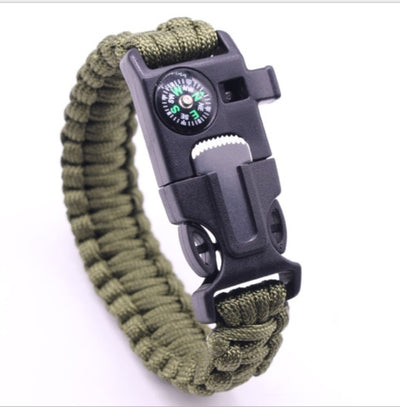 Survival Bracelet With Embedded Compass Whistle