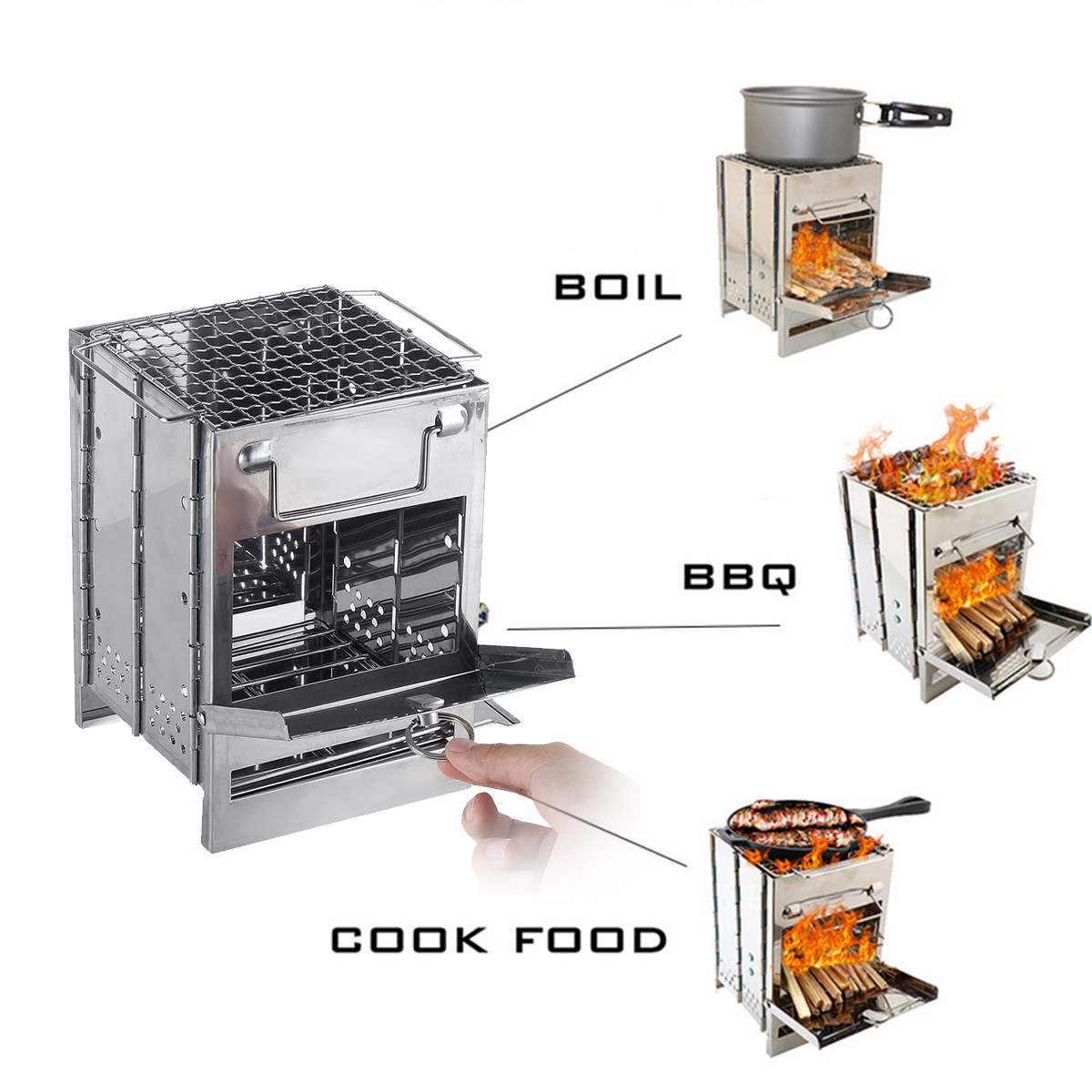 Adjustable Folding Wood Stove Burning