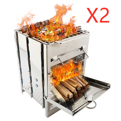 Adjustable Folding Wood Stove Burning