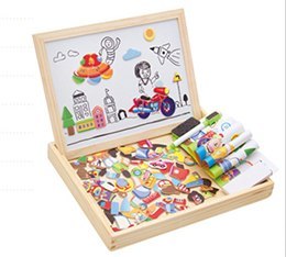 Wooden Magnetic Puzzle Toys Children 3D Puzzle Box Figure Animals Circus Writing Drawing Board Learning Education Toys For Kids