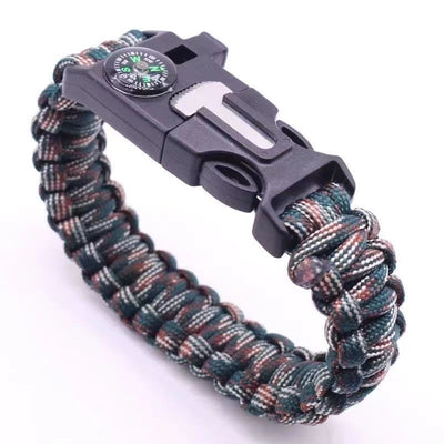 Survival Bracelet With Embedded Compass Whistle