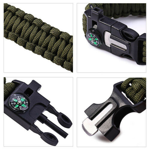 Survival Bracelet With Embedded Compass Whistle