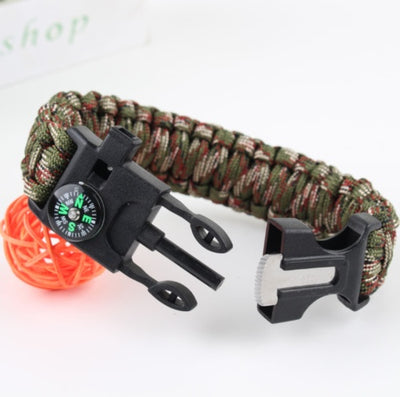 Survival Bracelet With Embedded Compass Whistle